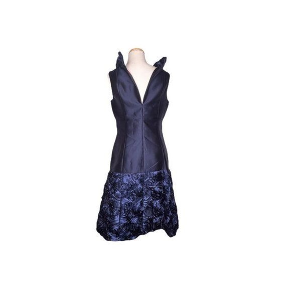 B Michael America Red Collection Dress Blue Rose Tafetta Satiny Size 4 - Picture 7 of 15